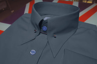 Charcoal Grey Pin Collar Shirt - Modshopping Clothing