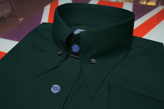 Dark Green Pin Collar Shirt - Modshopping Clothing