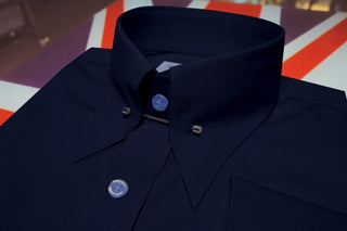 Navy Blue Pin Collar Shirt - Modshopping Clothing