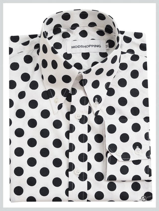Medium Dot Black and White Polka Dot Shirt - Modshopping Clothing