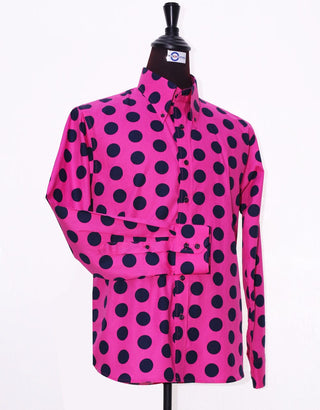 Mod Shirt | Large Fuchsia Polka Dot Shirt For Men - Modshopping Clothing