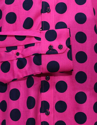 Mod Shirt | Large Fuchsia Polka Dot Shirt For Men - Modshopping Clothing
