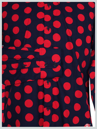 Navy Blue and Red Polka Dot Shirt - Modshopping Clothing