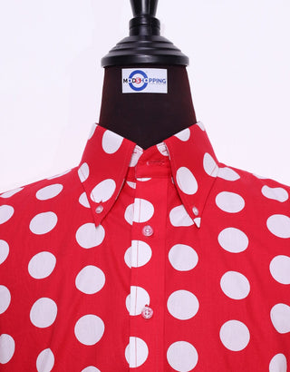 Mod Shirt | Large Red Polka Dot Shirt For Men - Modshopping Clothing