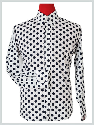 Dark Navy Blue Medium Polka Dot Shirt - Modshopping Clothing