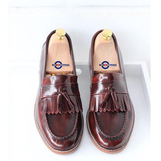 Dark Brown Tassel Loafer Leather Shoe - Modshopping Clothing