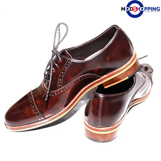 Leather Shoe Brogue Oxford Dark Brown Color - Modshopping Clothing