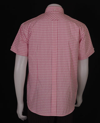 Gingham Shirt | Pink Retro Mens Gingham Shirt uk - Modshopping Clothing