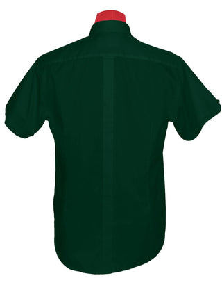 Short Sleeve Shirt | 60S Mod Style Dark Green Color Shirt For Man - Modshopping Clothing