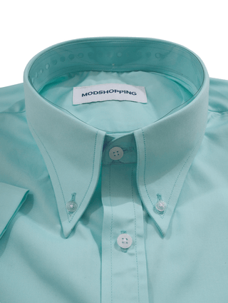 Short Sleeve Shirt | 60S Mod Style Sea Green Color Shirt For Man - Modshopping Clothing