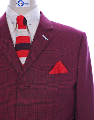 Suit Deals| Buy 1 Burgundy Prince Of Wales Check Suit Get Free 3 Products - Modshopping Clothing