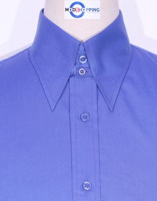 Tab Collar Shirt | 60s Style Sky Blue Tab Collar Shirt - Modshopping Clothing