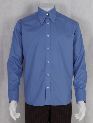 Tab Collar Shirt | 60s Vintage Style Sky Blue Shirt - Modshopping Clothing