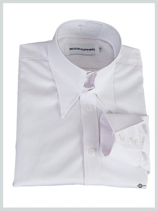 White Tab Collar Shirt - Modshopping Clothing