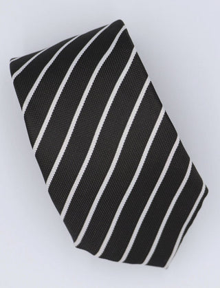 Black And White Stripe Silk Necktie - Modshopping Clothing