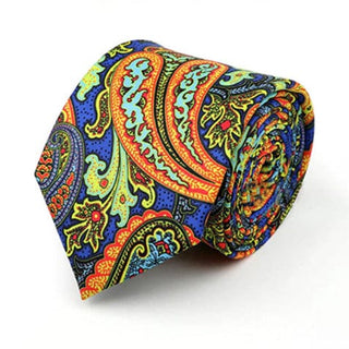 Blue And Orange Paisley Necktie - Modshopping Clothing