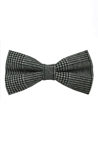 bow tie | men's grey prince of wales check skinny bow tie uk - Modshopping Clothing