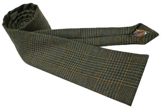 brown prince of wales check wool necktie for men - Modshopping Clothing
