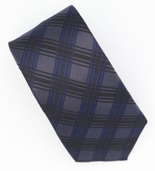 Grey And Blue Tartan Check Necktie - Modshopping Clothing