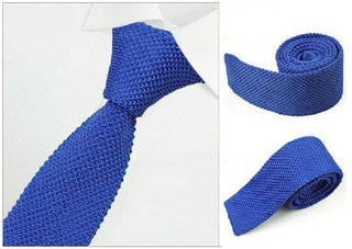 knitted tie| 60s mod retro royal blue knit ties for men - Modshopping Clothing