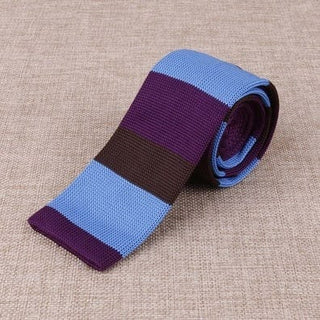 knitted tie| mod clothing vintage purple & sky stripe knit ties uk - Modshopping Clothing