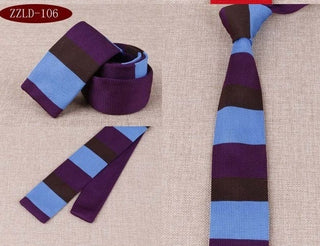 knitted tie| mod clothing vintage purple & sky stripe knit ties uk - Modshopping Clothing