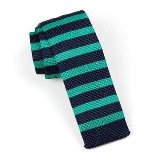 knitted tie| original 60s mod style aqua & navy blue knit ties uk - Modshopping Clothing