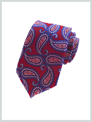 Knitted Tie | Red And Blue Paisley Tie - Modshopping Clothing