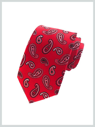 Knitted Tie | Red Paisley Tie - Modshopping Clothing