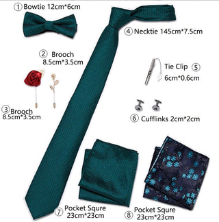 Mens Necktie Set 8 Pec Green Houndstooth - Modshopping Clothing