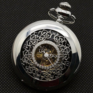 Pocket Watch Set Silver Analog Display - Modshopping Clothing