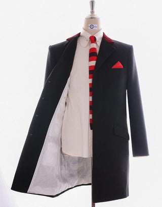 Original Vintage Style Maroon Velvet Black Women's Overcoat - Modshopping Clothing