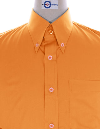 Button Down Shirt - Orange Color Shirt - Modshopping Clothing