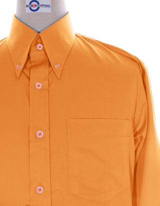 Button Down Shirt - Orange Color Shirt - Modshopping Clothing