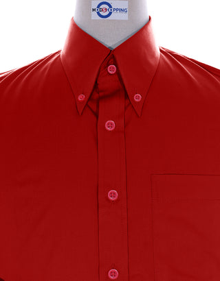 Button Down Shirt - Red Color Shirt - Modshopping Clothing