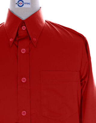 Button Down Shirt - Red Color Shirt - Modshopping Clothing
