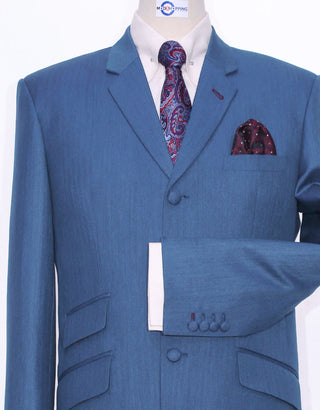 Sky Blue Herringbone Suit - Modshopping Clothing