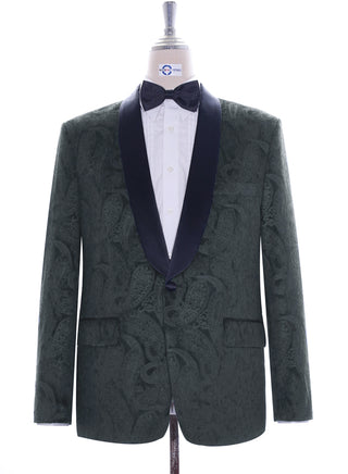 Tuxedo Jacket - Grey Paisley Tuxedo Jacket - Modshopping Clothing