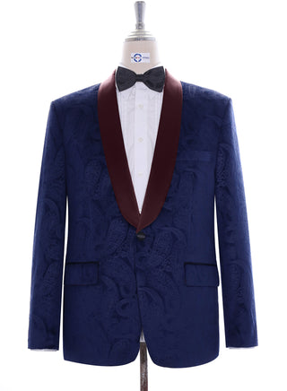 Tuxedo Jacket - Blue Paisley Tuxedo Jacket - Modshopping Clothing