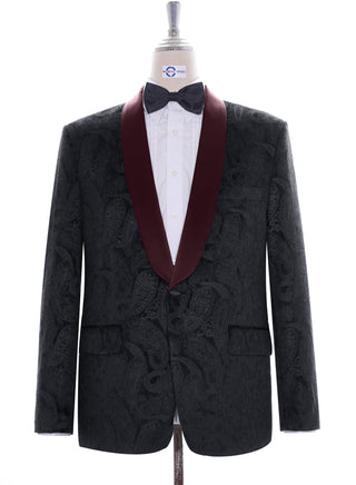 Tuxedo Jacket - Black Paisley Tuxedo Jacket - Modshopping Clothing