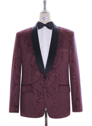 Tuxedo Jacket - Burgundy Paisley Tuxedo Jacket - Modshopping Clothing