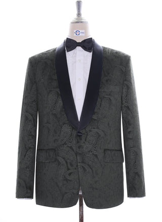 Tuxedo Jacket - Olive Paisley Tuxedo Jacket - Modshopping Clothing