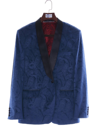 Tuxedo Jacket - Navy Blue Paisley Tuxedo Jacket - Modshopping Clothing