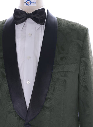 Tuxedo Jacket - Olive Paisley Tuxedo Jacket - Modshopping Clothing