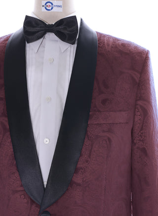 Tuxedo Jacket - Burgundy Paisley Tuxedo Jacket - Modshopping Clothing