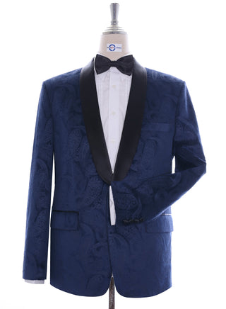 Tuxedo Jacket - Navy Blue Paisley Tuxedo Jacket - Modshopping Clothing