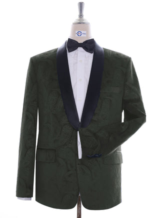 Tuxedo Jacket - Olive Paisley Tuxedo Jacket - Modshopping Clothing