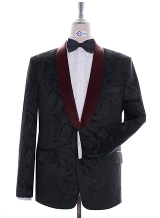 Tuxedo Jacket - Black Paisley Tuxedo Jacket - Modshopping Clothing