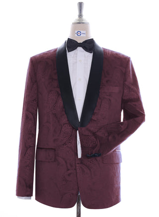 Tuxedo Jacket - Burgundy Paisley Tuxedo Jacket - Modshopping Clothing