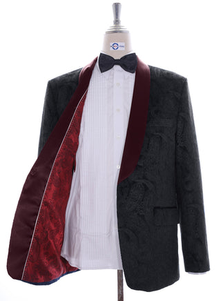 Tuxedo Jacket - Black Paisley Tuxedo Jacket - Modshopping Clothing